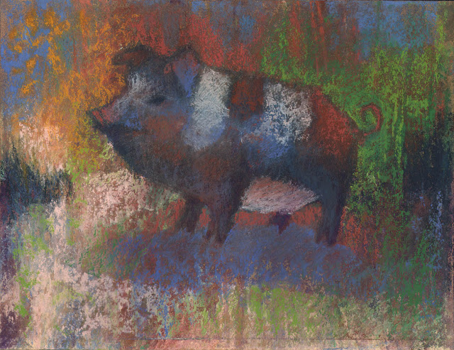 some pig pastel barnyard animal artist janine aykens