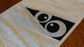 Scrappy Mummy - a raw edge applique and quilt as you go table runner