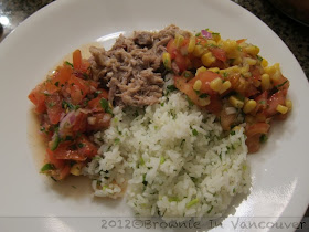 Carnitas, Cilantro Lime Rice, Salsa