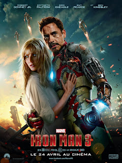 Iron Man 3 + Nom du Film: Iron Man 3 Synopsis: Tony Stark, l’industriel flamboyant qui est aussi Iron Man, est confronté cette fois à un ennemi qui va attaquer sur tous les fronts. Lorsque son univers personnel est détruit, Stark se lance dans une quête acharnée pour retrouver les coupables. Plus que jamais, son courage va être mis à l’épreuve, à chaque instant. Dos au mur, il ne peut plus compter que sur ses inventions, son ingéniosité, et son instinct pour protéger ses proches. Alors qu’il se jette dans la bataille, Stark va enfin découvrir la réponse à la question qui le hante secrètement depuis si longtemps : est-ce l’homme qui fait le costume ou bien le costume qui fait l’homme ? 