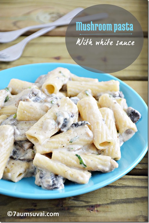 Mushroom pasta with white sauce 