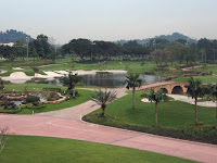 a view of the golf course from the balcony