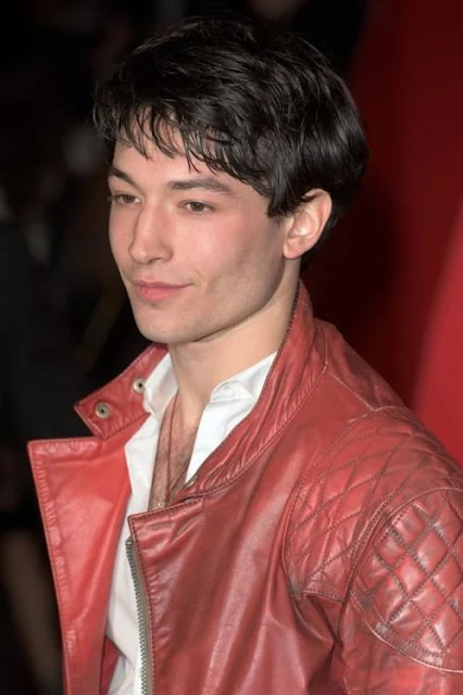 3/3 Ezra Miller Red Leather Jacket