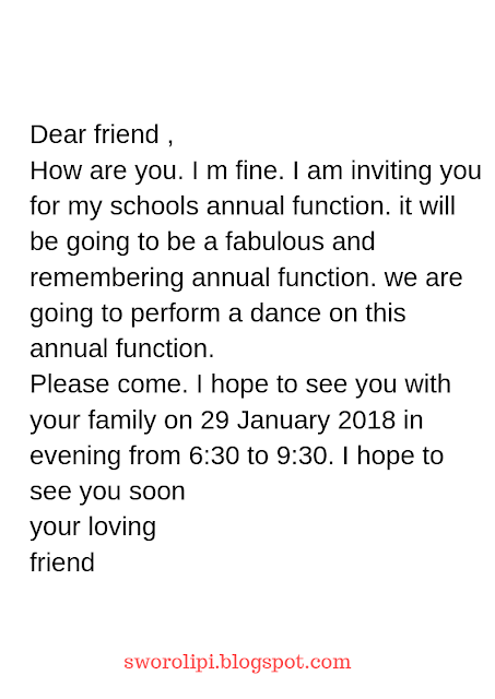 Letter | To your friend inviting him for your annual function