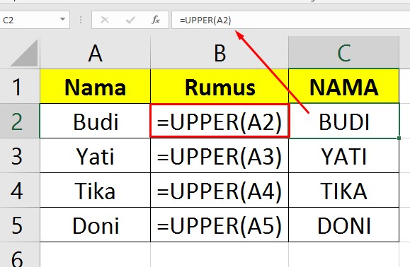 Rumus Uppercase Di Excel Untuk Mengubah Huruf Jadi Kapital