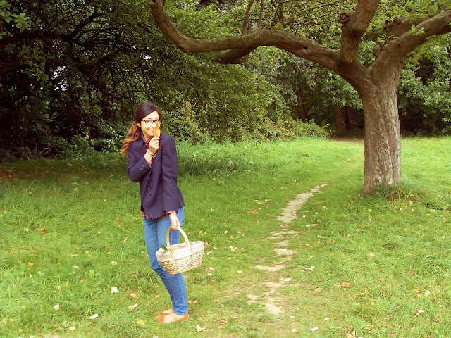 girl, autumn, fall, basket, apples, mocassins, oversize blazer, plaid shirt, vintage, armani, uniqlo, primark, rayban, ponytail, glasses, nature, ragazza, autunno, cesto, mele, mocassini, oversize blazer, camicia a quadri, vintage, armani, Uniqlo, primark, rayban, coda di cavallo, occhiali, natura, blog, fashion blog, fashion blogger