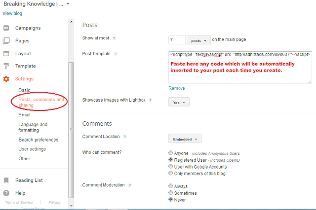 Blogger Post and Comments Setting-i