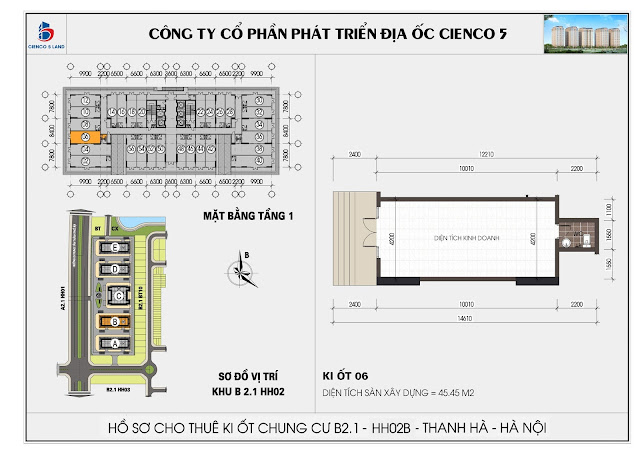 Mặt Bằng kiot 06 chung cư b2.1 hh02b thanh hà mường thanh cienco 5 land