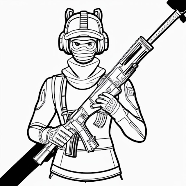 Fortnite, Coloring Pages, Assault Rifle, Weapons, Free, Printable