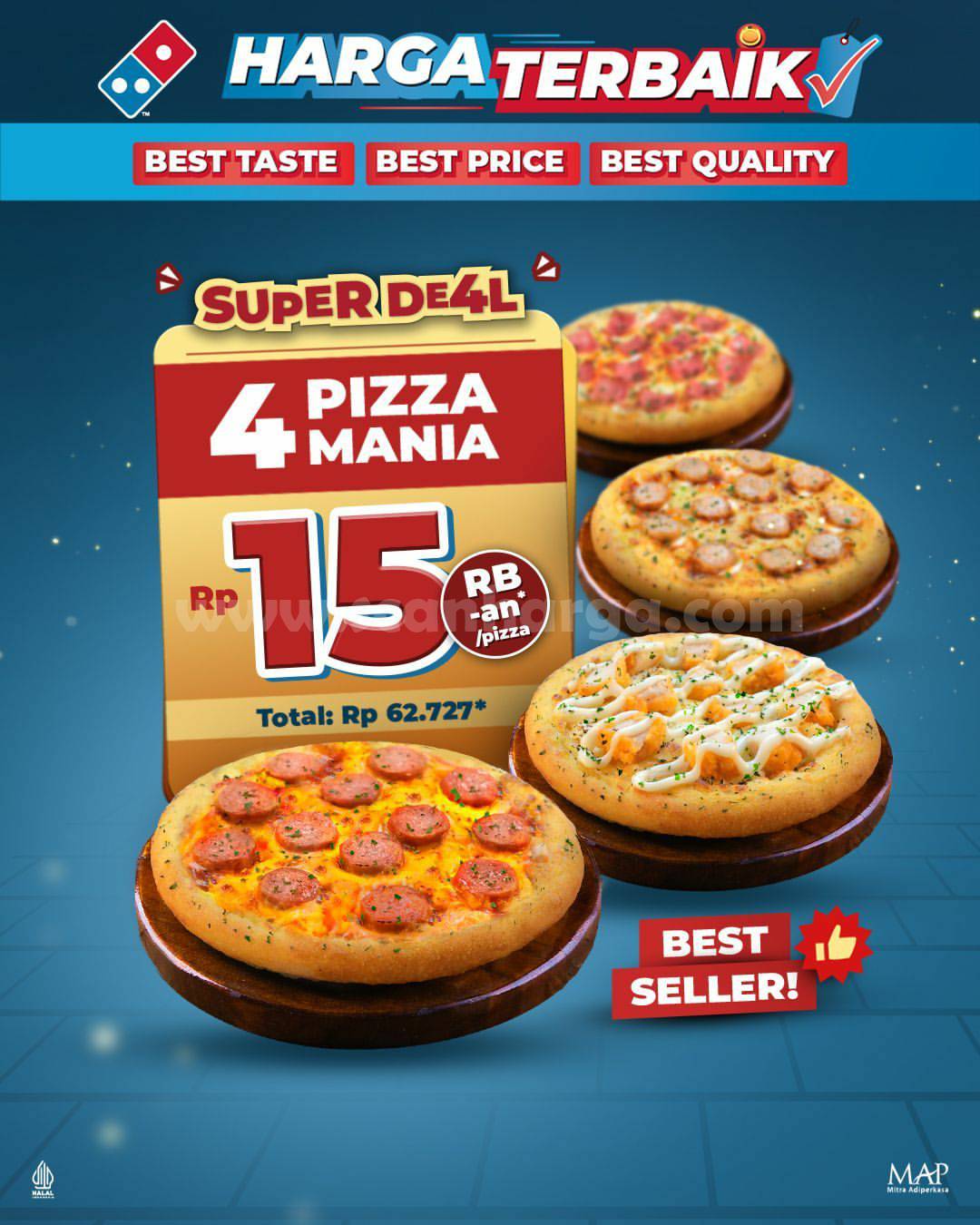 DOMINO’S PIZZA Promo SUPER 4 DEAL – PIZZA MANIA HANYA Rp. 15 RB