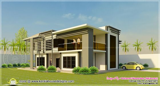 1925 sq ft modern North  Indian  style house  elevation 