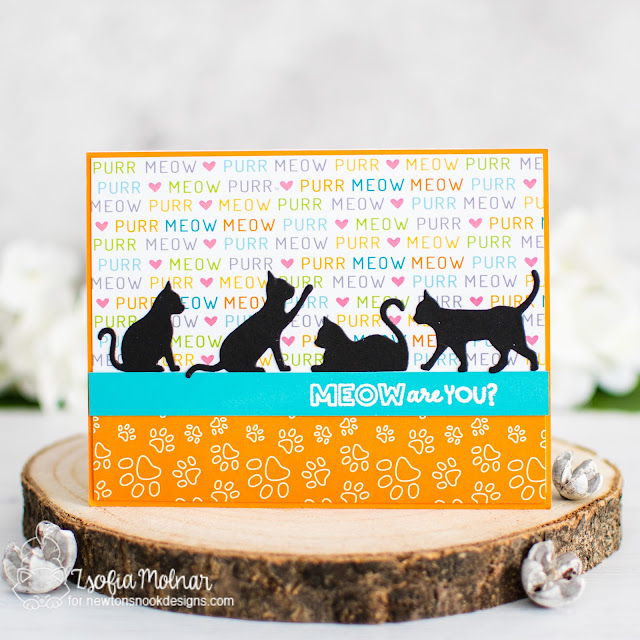Cat card by Zsofia Molnar | A Cat's Life Paper Pad, Cat Silhouettes Die Set and Heartfelt Meows Stamp Set by Newton's Nook Designs #newtonsnook