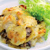 Cheesy potato and mushroom gratin