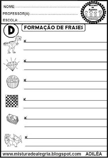 Atividades educativas para alfabetização,formação de frases