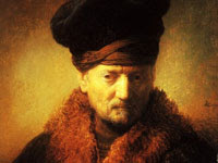 Rembrandt, buste d'un vieil homme portant une cape de fourrure