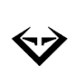 Infiltrator Icon. A diamond with the bottom half having an inner trace that copies the shape until the half way point. The other half, is far shorter and runs about the quarter of the length and a third of the width with the shape creating an incomplete diamond. Inside this shape are two small cone flags flying opposite to itself.