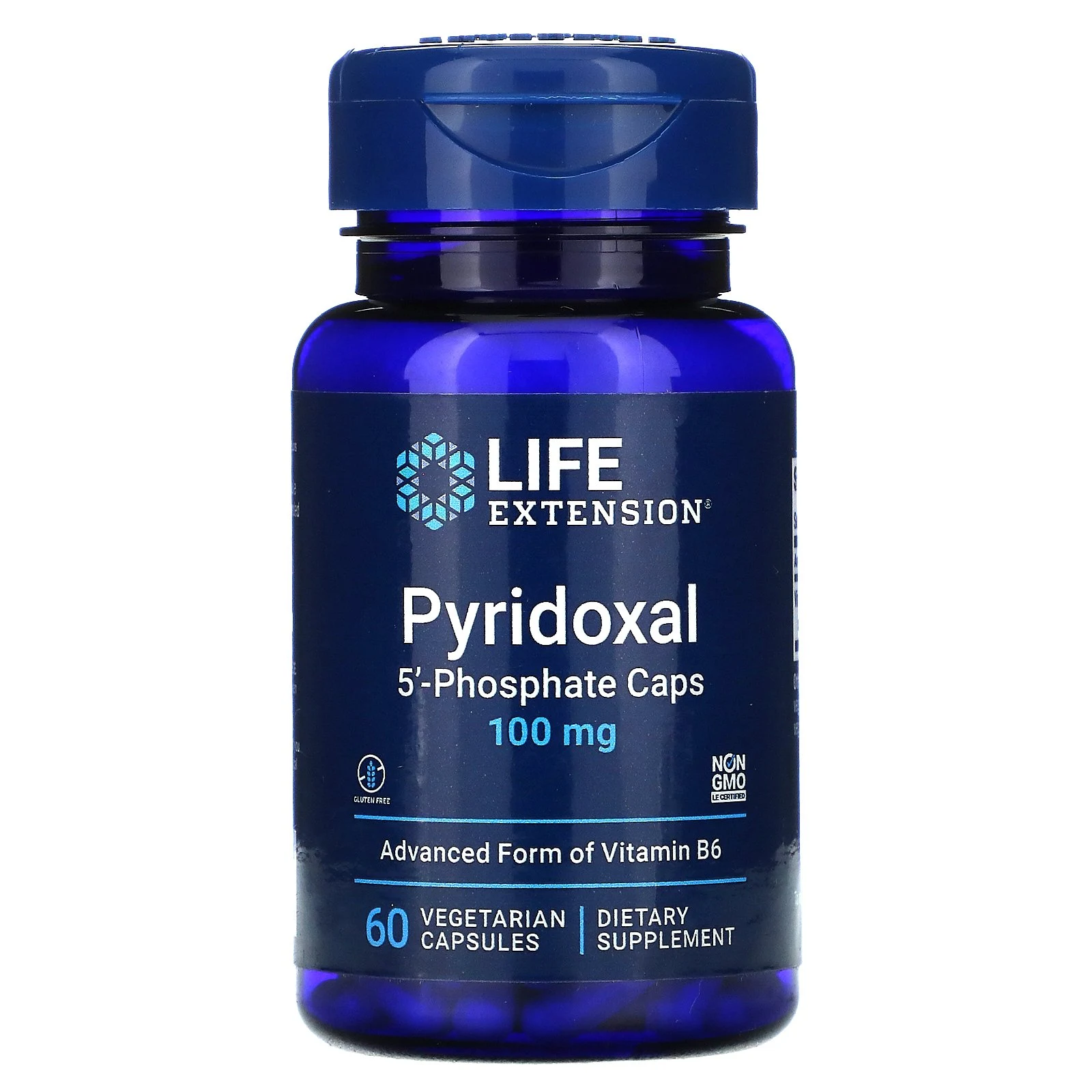 Life Extension, пиридоксаль 5'-фосфат в капсулах, 100 мг, 60 вегетарианских капсул