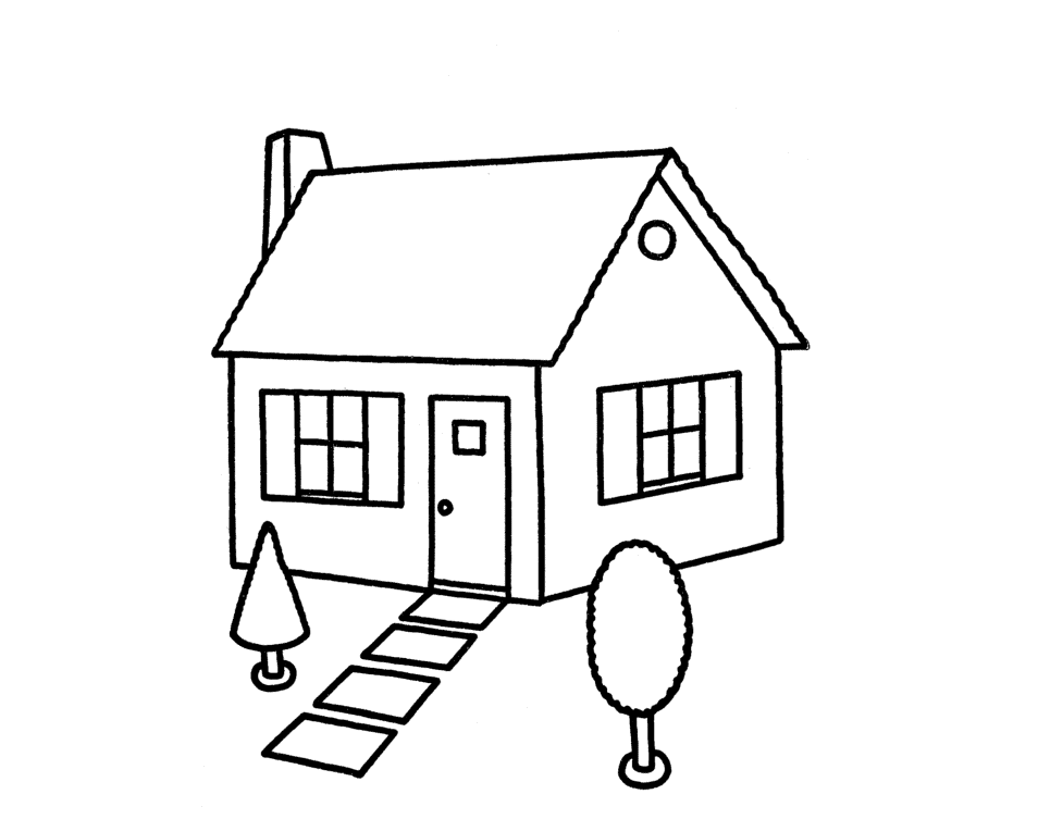 Small House For Kid Coloring Drawing Free wallpaper