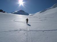 Ben walking up the glacier 9.25am