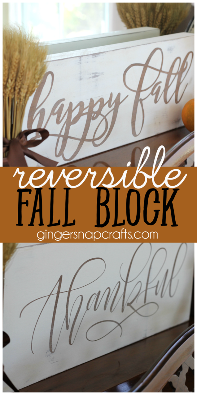 Reversible Fall Block at GingerSnapCrafts.com #fall #DIY #Silhouette