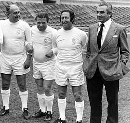 Alfredo Di Stéfano, Pancho Puskas, Paco Gento y Miguel Muñóz de veteranos