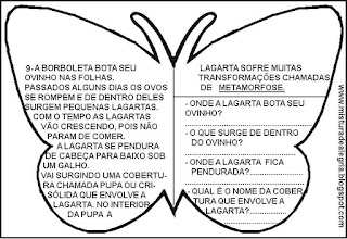 Leitura e interpretação alfabetização,metamorfose da borboleta