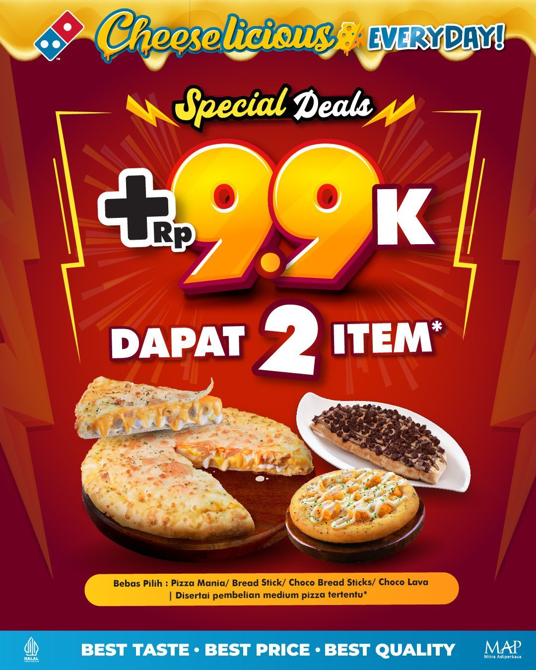 Domino's Pizza Promo Special Deals! Tambah +Rp. 9.900 Dapat 2 Item