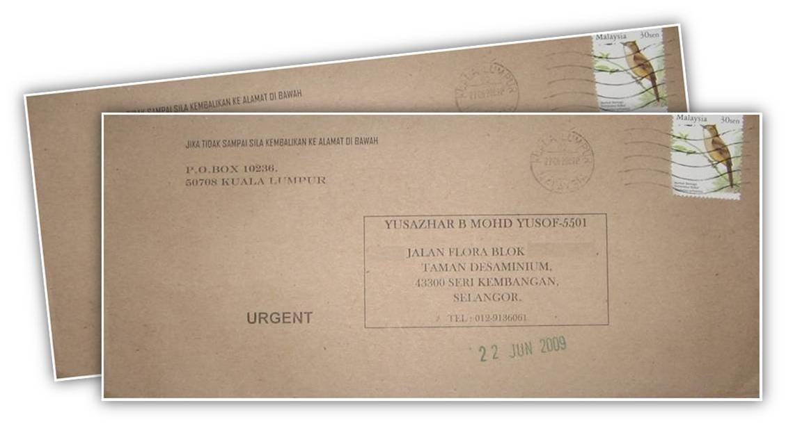 Contoh Sampul Surat Rasmi