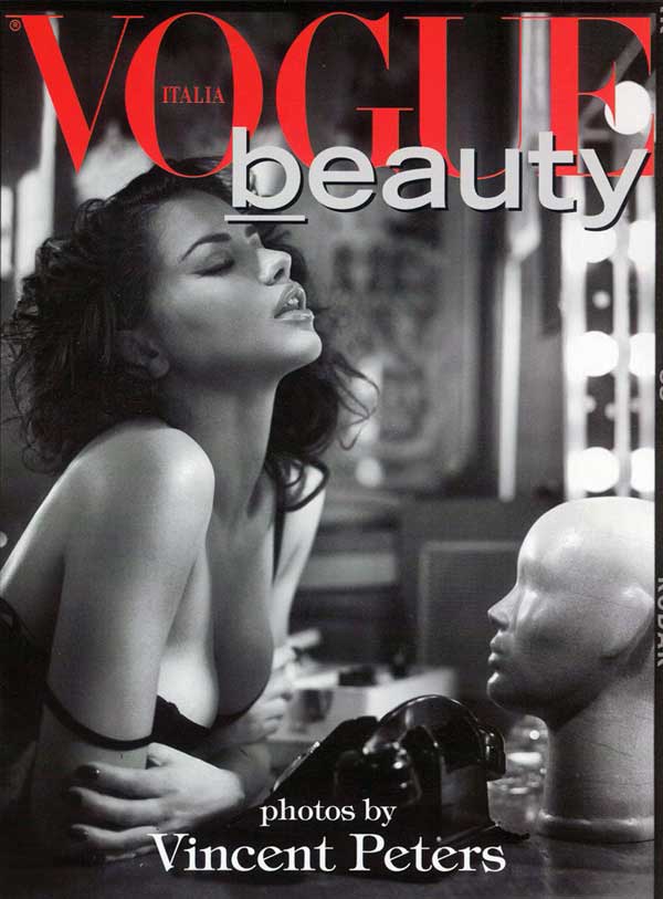 Adriana Lima as a club singer in the February Vogue Italia