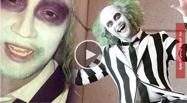 OMG! How scary. Billy Crawford dresses up as Beetlejuice for Halloween 2016