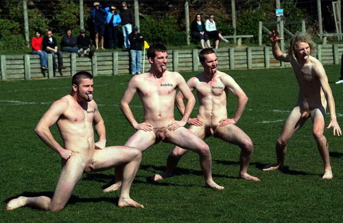 Oh golly the Rugby team of New Zealand Nude Blacks are actually playing