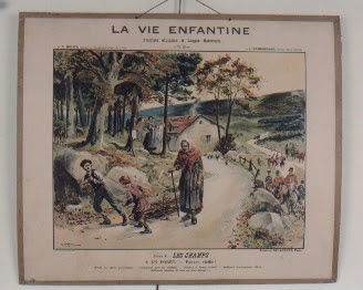 Tableau d'élocution A. Belot, La Vie Enfantine, Delagrave, série V Les Champs,  vers 1910 (collection musée)