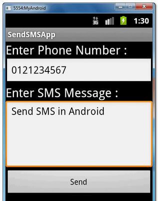 android send sms message example