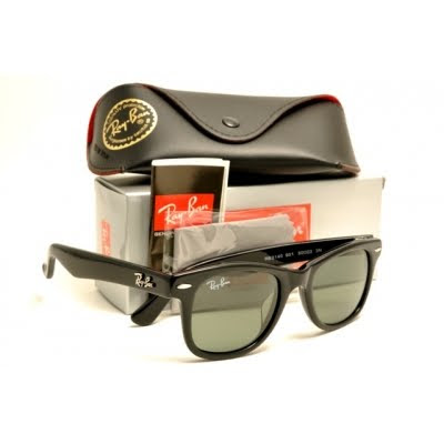 ray ban wayfarer black frame green sunglasses rb2140. New Ray-Ban Wayfarer