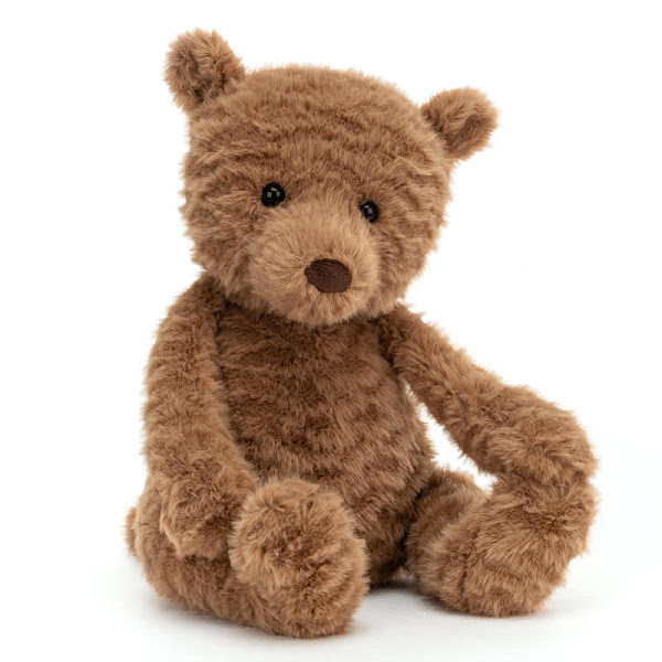 Jellycat Cocoa Bear - this little bear comes in two sizes, has a very traditional teddy bear look, except that the proportions are pretty perfect, the eyes are right and the fur is a gorgeous, super soft wood brown with a discernible ripple.