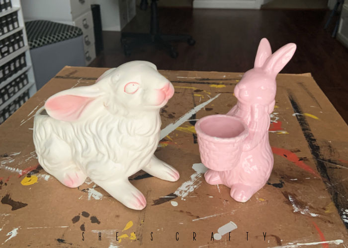 Ceramic Bunnies from the thrift store.