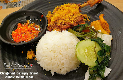 Original crispy fried duck with rice - Bebek Goreng Pak Ndut