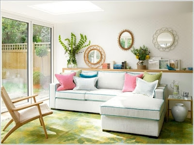 Thiết kế nội thất phòng khách hút mắt với không gian xanh