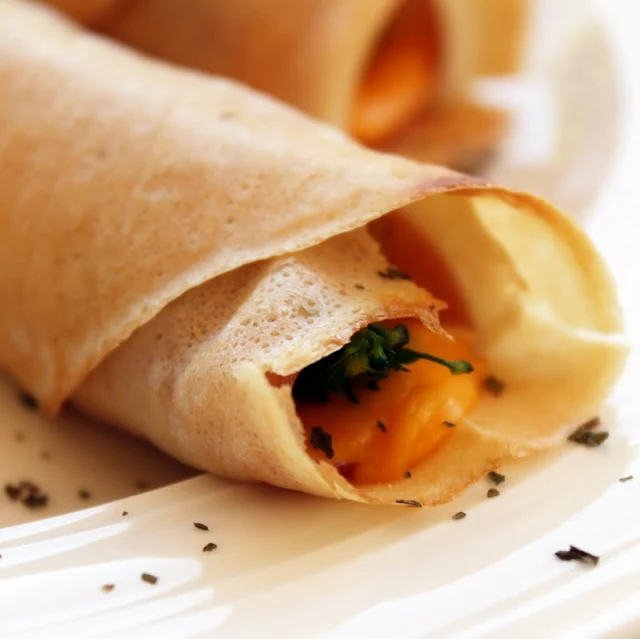 Savory crepes with broccoli and cheddar