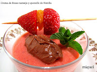 Crema de fresas, naranja y quenelle de Nutella