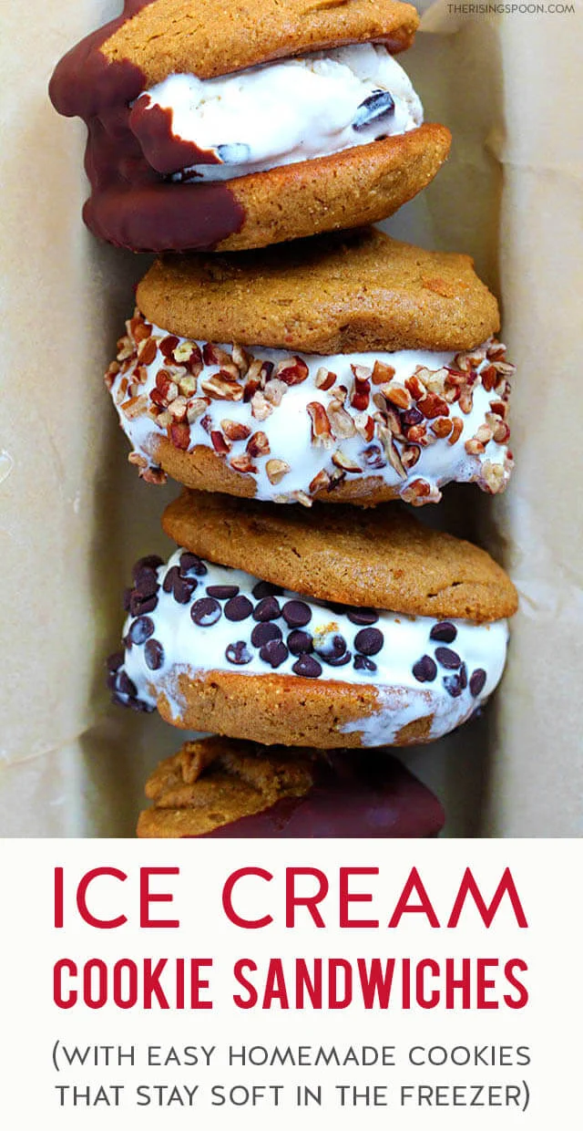 Easy Ice Cream Cookie Sandwiches with Homemade Gluten-Free Peanut Butter Cookies That Stay Soft In The Freezer!