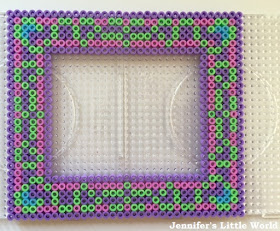Hama bead photo frame purple and green