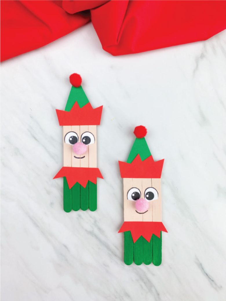Popsicle stick elf craft for kids