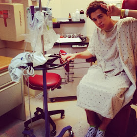 Austin Mahone in his Hospital room before cancelling his tour 