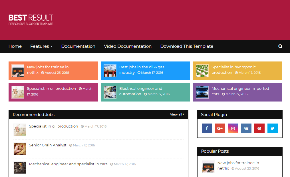 Best Result - The Best Job Portal Blogger Template