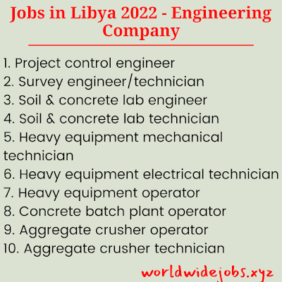 Jobs in Libya 2022 - Engineering Company