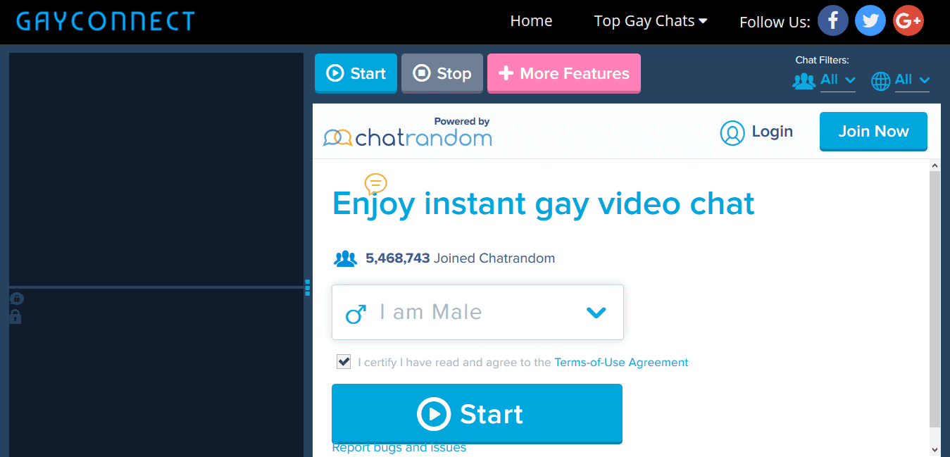 GayConnect homepage
