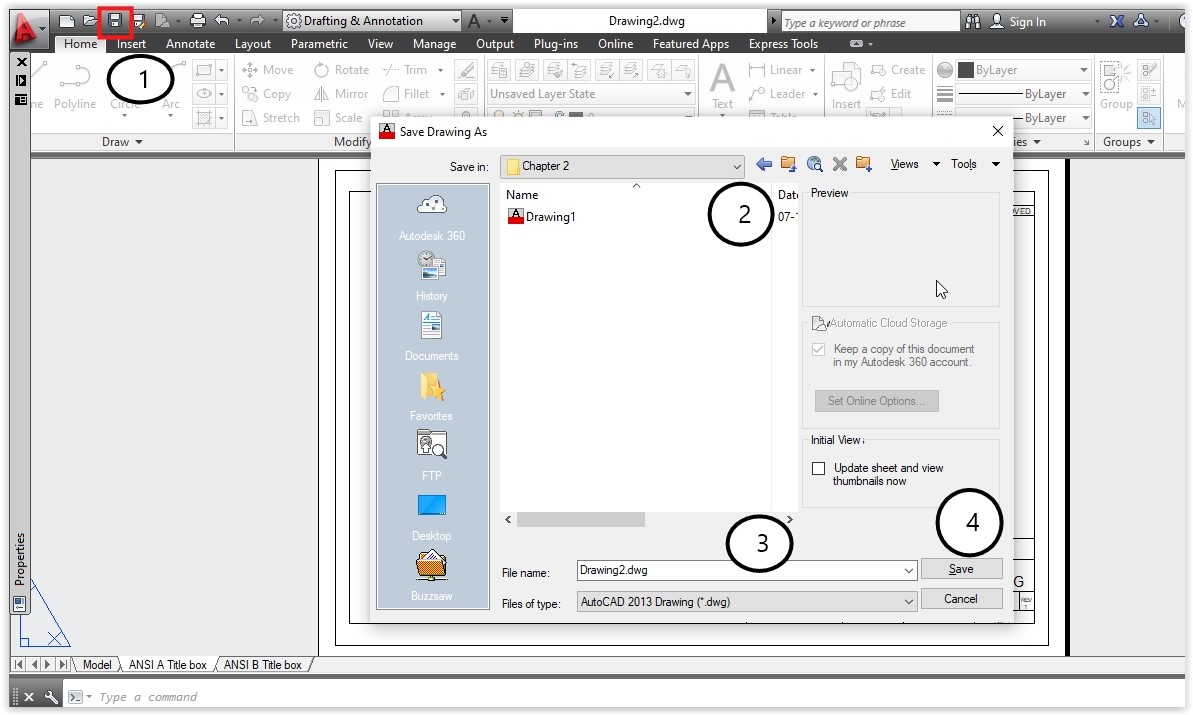 Save the AutoCAD document