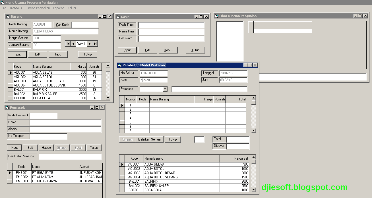 Contoh Program Penjualan VB6  DASAR PROGRAMER