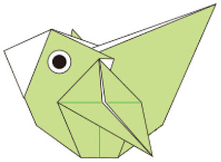 Bước 14: Hoàn thành gấp con chim bằng giấy origami